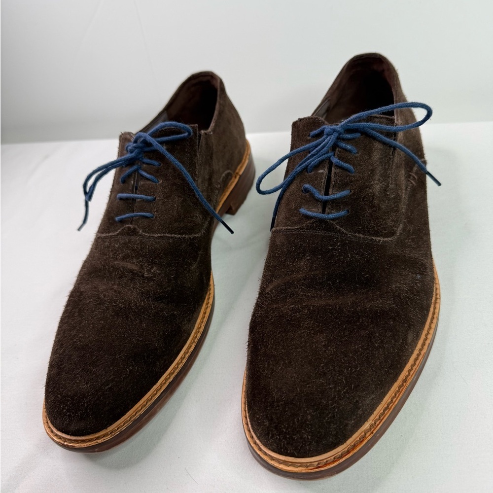 Joseph Abboud Dark Brown Leather Suede Plain Toe Oxford Shoes Size 10